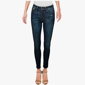 Joe’s La Brea High Rise Button Front Jeans Sz 29 Distressed Raw Hem Ankle Crop